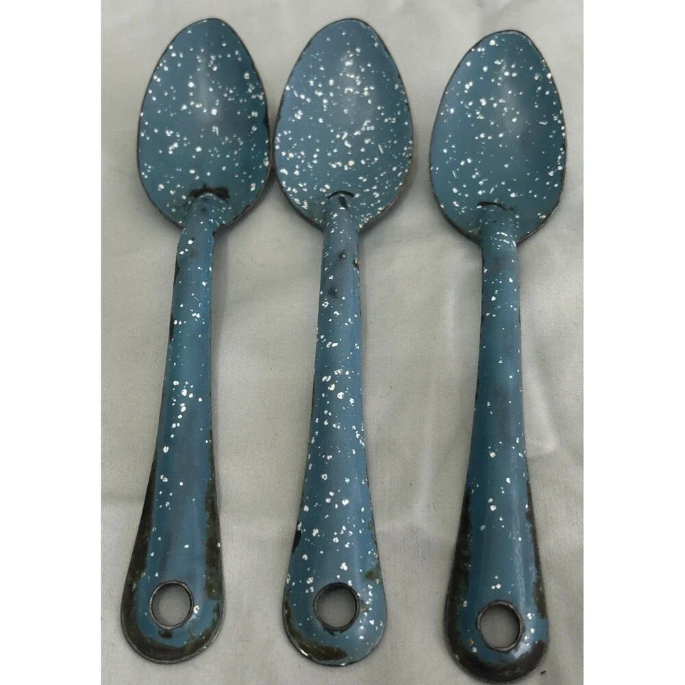 Vintage Graniteware 3 Spoons Farmhouse